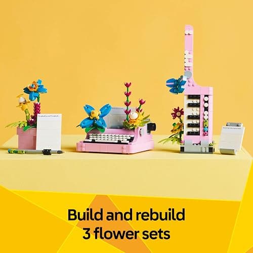 LEGO Creator 3 in 1 Typewriter with Flowers - Building Toy with 3 Building Options, Typewriter, Flowerpot with Pen & Notebook, or Keytar - Gift Idea for Birthdays - 31169 thumbnail 5