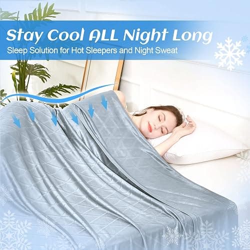 Ailemei Direct 【Upgraded Fabric Cooling Throw Blanket for Hot Sleepers, Lightweight Breathable Summer Bed Blankets, Q-Max >0.5 Jade Fiber,Keep Body Cool Hot Flashes Night Sweats,50"x70" thumbnail 5