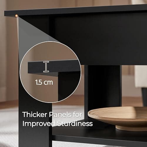 Yaheetech Coffee Table, Lift Top Coffee Table with Storage Compartment & Shelf for Living Room, Wooden Tea Tables with Lift Top, Black thumbnail 8