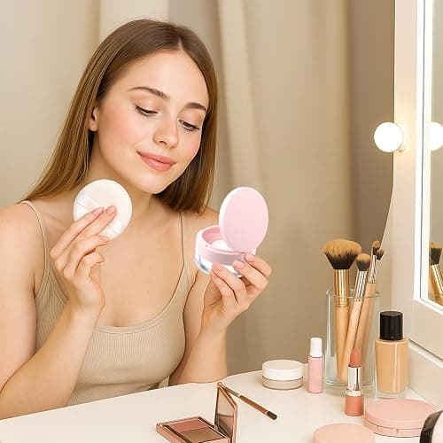 Loose Powder Cocntainers with Sponge Powder Puff and Mirror, No Leaks Empty Plastic Cushion Foundation Container Reusable Makeup Case with Lid thumbnail 7