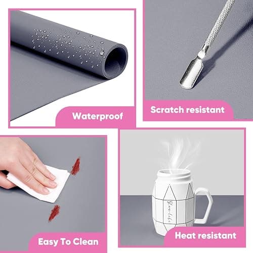 Subay Nail Art Table Mat, Fiber PU Leather Nail Arm Rest Pad for Acrylic Nails, Foldable Nail Hand Rest Pillow Manicure Pad Acrylic Nail Desk Mat for Nail Technician - Grey thumbnail 4