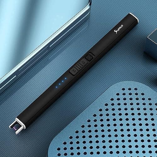 SUPRUS Electric Lighter Arc Windproof Flameless USB Rechargeable Lighter with Safety Lock for Candle BBQ Camping Gifts for Women Mom(Black) thumbnail 3