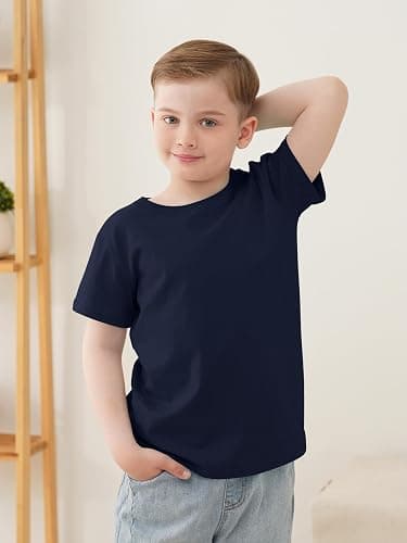 YERIOK 5 Pack Boys Shirts Short Sleeve Shirts for Boys Cotton T-Shirts Kids Toddler Tshirts Tees Clothes Summer Tops thumbnail 4