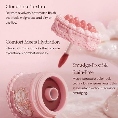 Flower Knows Strawberry Cupid Cake Lip Cream,Long Lasting Dusty Rose Matte Lipstick,Hydrating Lip Stain,Transfer & Smudge-Proof Velvet Liquid Lipstick for Girls&Women,0.17 Fl Oz(V04 Meredith) thumbnail 5