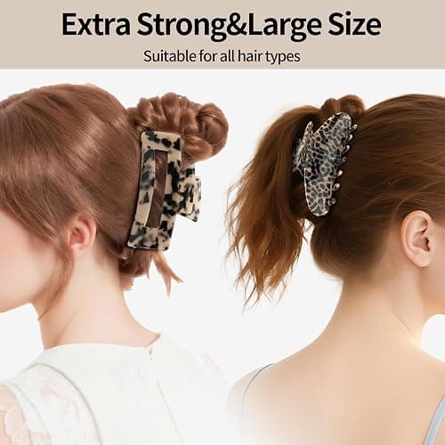 YIERSO Large Hair Claws Clips for Women, 4.33"Acetate Strong Hold Non-Slip | Jumbo Claw Stylish Hair Accessories for Thick/Nomal/Thin Curly Hair, 2Pack thumbnail 5