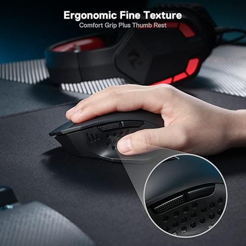 Redragon M656 Gainer Wireless Gaming Mouse, 4000 DPI 2.4Ghz Wireless Mouse w/ 5 DPI Levels, 7 Macro Buttons, Red LED Backlit & Pro Software/Drive Supported, for PC/Mac/Laptop thumbnail 7