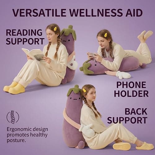 Mango King Plush Hugging Pillow, Smart Eggplant Mango Patting Pillows with Remote Control, Heating & Bluetooth Recording, Partner Plush Comfort Hug Pillow for Adults (Eggplant Tapping + Heating, S) thumbnail 5