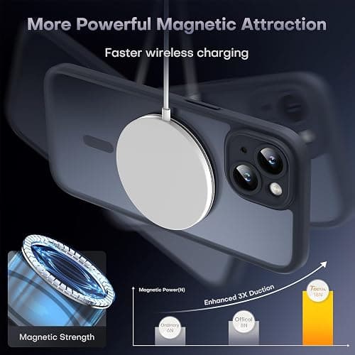 TOCOL Magnetic for iPhone 14 Case, Compatible with Magsafe, Upgraded Full Camera Protection, Drop Protection, Translucent Matte Back Bumper Phone Cover 6.1-Inch (Black) thumbnail 4