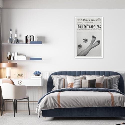 Vintage Black And White Newspaper News Posters I Couldn'T Care Less Canvas Wall Art Teen Girl Room Decor Feminist Prints Painting For Home Bedroom Dorm Wall Decor 12x16in Unframed thumbnail 5