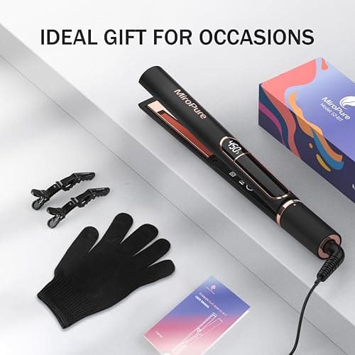 MiroPure Flat Iron Hair Straightener, 1 Inch Titanium Plates Hair Straightener with 15S Heat-up, Professional MCH Ceramic Negative Ion Hair Iron Dual Voltage for Women Hair with Auto Shut-Off thumbnail 9