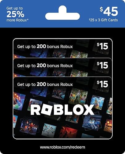 Roblox Physical Gift Cards (Multipack of 3 x $15) [Includes Free Virtual Item] [Redeem Worldwide] - $45 - Image 1