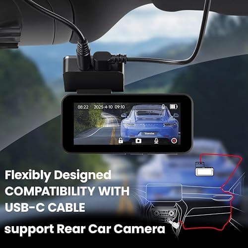 Yonvim 2.5K Dash Cam Front and Rear with 64GB Card, Car Camera WiFi & GPS, 3.39" IPS Screen, WDR Night Vision, Parking Monitor, G-Sensor Dash Camera thumbnail 6