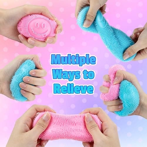 Fuzz Ball Squishy Stress Ball,Fuzzball Squishy,Soft Fidget Toy for Anxiety Relief, Sensory Squishy Ball Calming Tactile Grip for Soft Stress Relief Ball for Kids and Adults (Blue) thumbnail 5