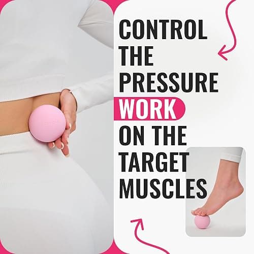 REVONS 3 in 1 Massage Ball Set - Lacrosse Balls for Myofascial Release, Back Pain Relief, Face Fitness, Trigger Points, Yoga, Physical Therapy, Muscle Recovery and Soft Deep Tissue Massage (Pink) thumbnail 5