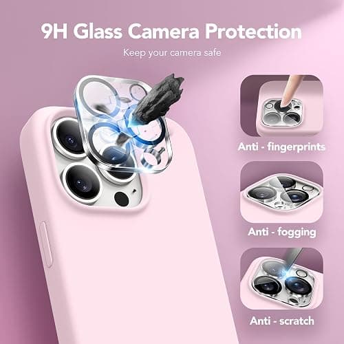 GONEZ for iPhone 14 Pro Max Case Silicone, Compatible with MagSafe, with Screen Protector + Camera Lens Protector, Liquid Silicone Shockproof Protective Phone 14 ProMax Case 6.7", Hot Pink thumbnail 5
