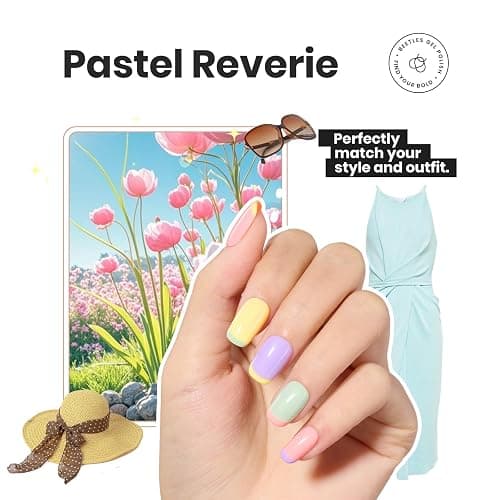 Beetles Pastel Nail Polish Set -6 Colors Pink Blue Yellow Nude Pink Purple Nail Polish Set Quick Dry Finger DIY Air Dry Nail Art Salon Home Pastel Reverie Gift for Women thumbnail 4