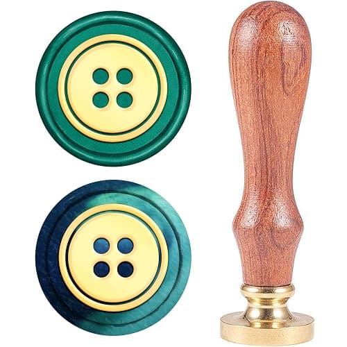 CRASPIRE Wax Seal Stamp Button Vintage Sealing Wax Stamps 25mm Removable Brass Head Sealing with Wooden Handle for Halloween Wedding Invitations Christmas Xmas Thanksgiving Party Gift Wrap - Image 1