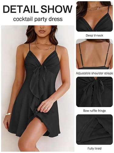 MIYIEONZ Women Sleeveless Sexy V Neck Summer Dress for Women Casual Flowy Beach Club Party Spaghetti Strap Mini Sundress thumbnail 4