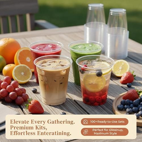 Voatree 110 Pack 16 oz Disposable Clear Plastic Cups with Lids and Straws | To Go,BPA-Free,Heavy Duty,Leak-Resistant,for Iced Coffee,Cold Drink,Smoothie,Matcha,Juice,Dirty Soda,Party,Medium Size,Bulk thumbnail 2
