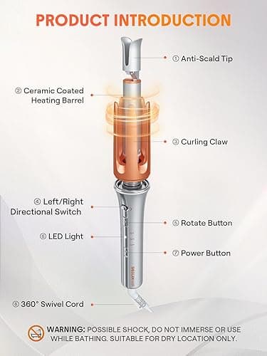 SHEGLAM Automatic Curling Iron 1 1/4 inch with 3 Temperatures Fast Heating, 2-Way Rotation, Anti-Scald, Anti-Tangle Rotating, Automatic Shut-Off for Hair Styling - 1 ¼-Inch thumbnail 9