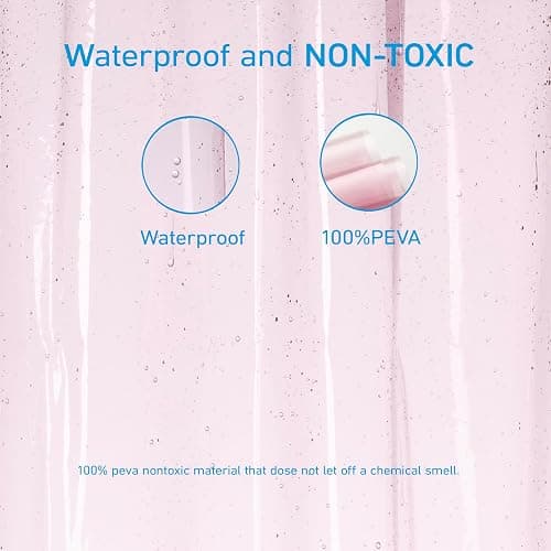 EHZNZIE Shower Curtain Liner Light Weight PEVA, Shower Liner 72x72 Inches, Waterproof, No Chemical Smell with 12 Rust Proof Metal Grommets for Bathroom Shower Curtain, Pink thumbnail 7
