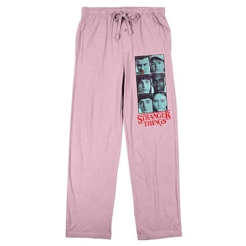 Bioworld Stranger Things Character Grid Women’s Cradle Pink Sleep Pajama Pants - Image 1
