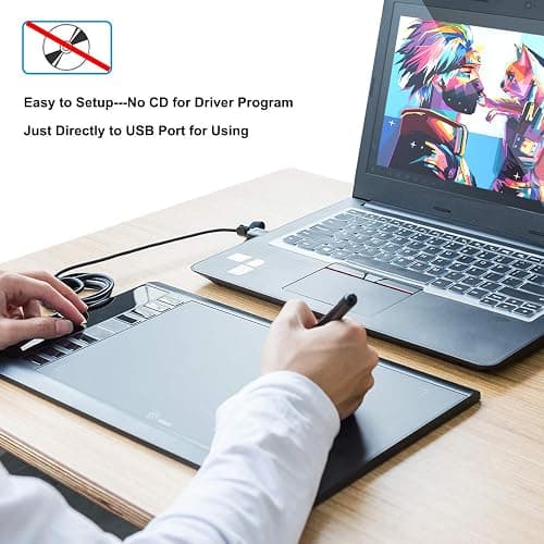Drawing Tablet, UGEE M708 10 x 6 inch Large Drawing Tablet with 8 Hot Keys, Passive Stylus of 16384 Levels Pressure, Digital Graphics Art Tablet for PC Paint, Design, Art Creation Sketch thumbnail 7