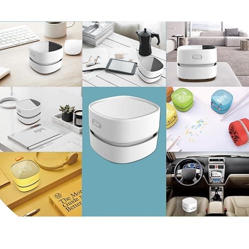 ODISTAR Desktop Vacuum Cleaner, Mini Table dust Sweeper Energy Saving,High Endurance up to 90 mins,Cordless&360º Rotatable Design for Keyboard/Home/School/Office(White AA Battery) thumbnail 6