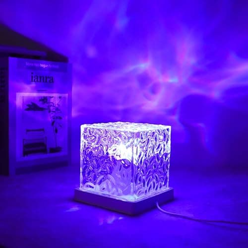 qbanziou Ocean Wave Projector Light, 16-Color Cube Water Lamp, 3D Holographic Water Ripple Romantic Ambient Lighting for Child's Room，Aurora Night Light，Birthday and Christmas Gifts for Children thumbnail 3
