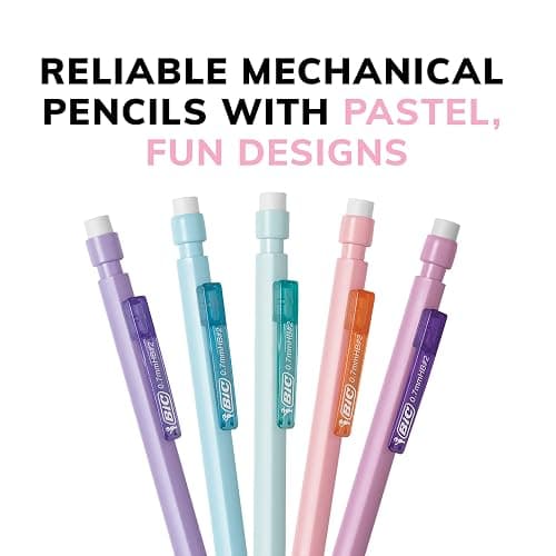 BIC Extra Smooth Pastel Mechanical Pencil, 0.7 mm Medium Point, Smooth and Dark Writing, 24-Count Pack thumbnail 2
