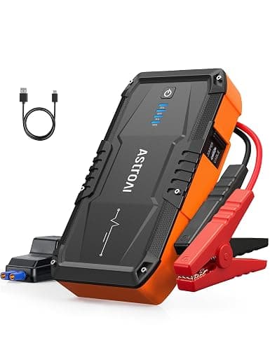 AstroAI S8 Car Battery Jump Starter, Car Jumper Starter Battery Pack for Up to 6.0L Gas & 3.0L Diesel Engines, 12V Portable Jump Box with 3 Modes Flashlight and Jumper Cable (Orange) - Image 1