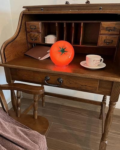 cozifycasa Cute Table Lamp for Bedroom Kitchen Living Room Small Cute Night Light Fruit Bedside Side Table Lamp Kawaii Decor Vintage Funky Home Decor for Girls Room (Tomato) thumbnail 3