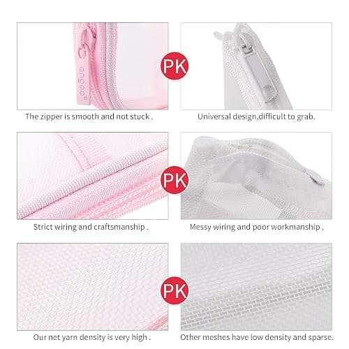 EASTHILL Grid Mesh Pen Pencil Case with Zipper Clear Makeup Color Pouch Cosmetics Bag Multi-Purpose Travel School Teen Girls and Boys Transparent Stationary Bag Office Organizer Box for Adluts(Pink) thumbnail 5