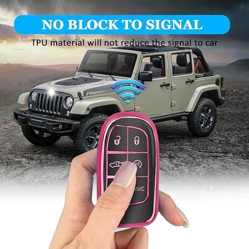 MILD EAST for Jeep Key fob Cover with Keychain, Soft TPU Full Cover Protection thumbnail 3