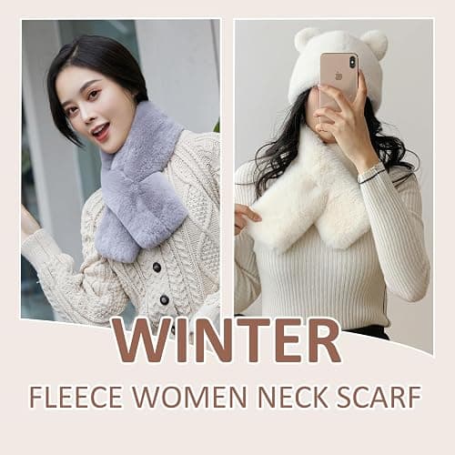 White furr scarf thumbnail 4