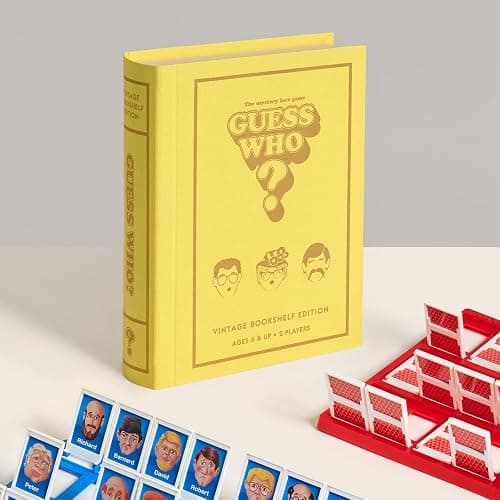 WS Game Company Guess Who? Vintage Bookshelf Edition, Linen Wrapped Book Box & Slipcase, Inspired by 1991 Version, Classic Board Games for Kids & Adults, Ages 6+ thumbnail 6
