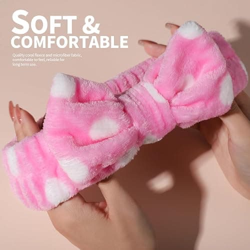 Teenitor 5pcs Makeup Headband with Removable Bow, Spa Headband for Washing Face for Teen Girls Women, Gifts Basket for Teens Girls Party, Skin Care Hairband thumbnail 4