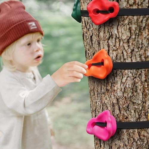 Just.smile Climbing Hold for Kids Outdoor-Ninja Tree Climbing Rocks 15 Pcs with 6 Ratchets-Climbing Grip Kits for Ninja Warrior Obstacle Course thumbnail 2