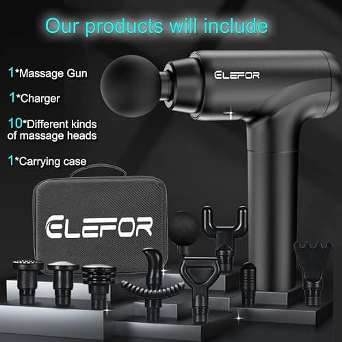 Massage Gun Deep Tissue,Percussion Massager Gun for Athletes Muscle Massage Gun for Pain Relief with 10 Massage Heads & 20 Speeds thumbnail 7