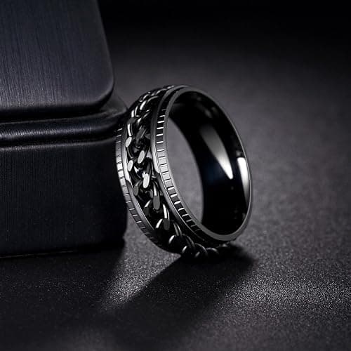 Udolfly Mens Fidget Rings Anxiety Rings for Men Womens Chain Spinner Rings for Adults Titanium Steel Rings thumbnail 4