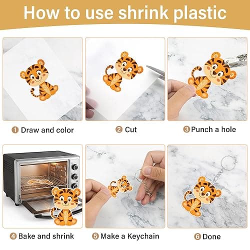 161 Pcs Shrink Paper Keychain Kit,30 Shrink Plastic Sheets for Kids | Includes 7.9 x 5.7 inch sheets,hole punch,lobster clasps and jump rings for coloring,keychains and charms thumbnail 5