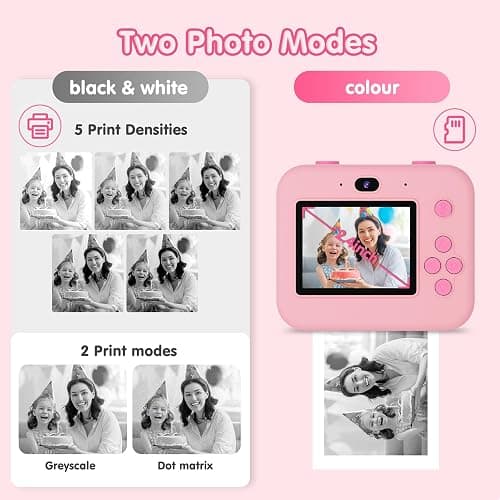 Kids Instant Print Selfie Camera for Girls,1080P HD Digital Camera for Kids with Print Paper & 32GB Card, Christmas Birthday Gifts Kids Toys for 3-12 Years Old (Pink) thumbnail 7