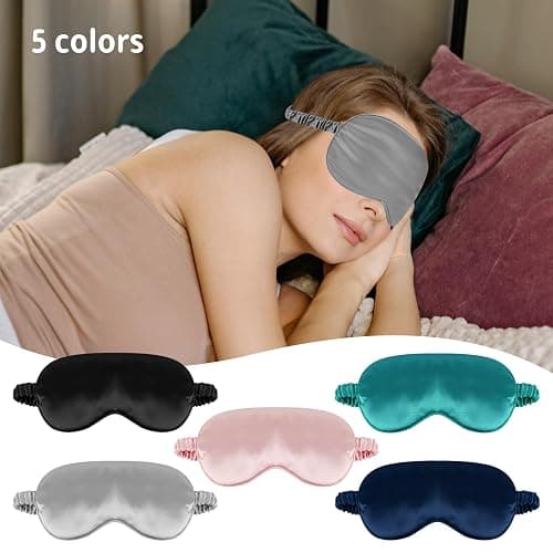 1 Pack Sleep Mask, Silk Eye Mask with Elastic Strap, Breathable Eye Mask for Sleeping,Travel, Girls, Women, Men (Pink) thumbnail 6