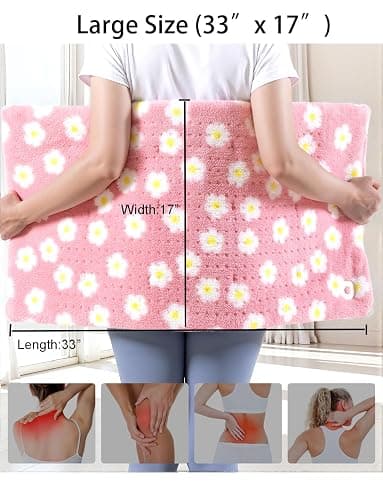 ALLJOY King Size Heating Pad for Back Pain Relief, 33”x 17” Extra Large Heating Pad for Period Cramps, FSA Eligible HSA, Portable Heat Pad for Neck and Shoulders, Christmas Gifts for Women Men Mom Dad thumbnail 9