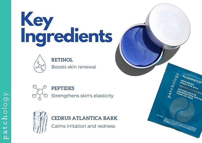 Patchology Restoring Eye Gel Patches with Retinol & Collagen - Eye Masks for Dark Circles, Puffy Eyes & Wrinkles - Anti-Aging Overnight Eye Pads Set - Brighten Skin Care for Eye Bags (30 Pairs) thumbnail 3