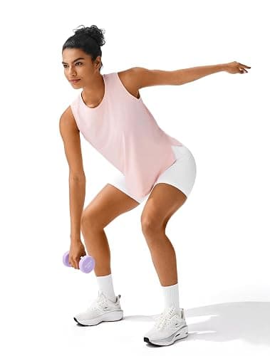 JOYSPELS Ice Silk Crop Workout Tank Tops for Women Cool-Dry Sleeveless Loose Fit Yoga Shirts thumbnail 7