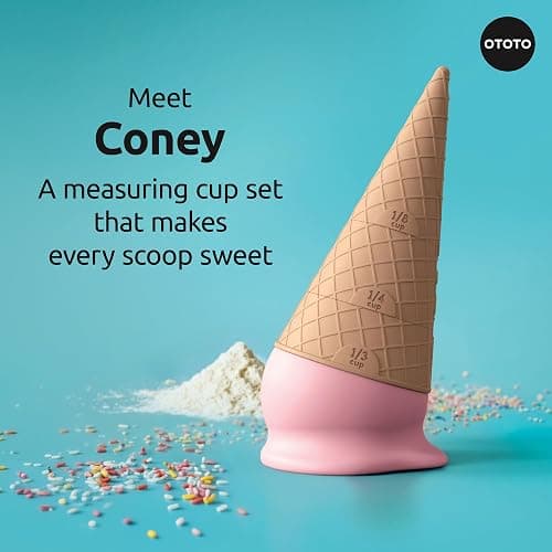 OTOTO Coney Ice Cream Measuring Cups Set – Detachable Plastic Measuring Cup Set for Baking & Cooking, Cute Measuring Cups for Liquid, Cute Baking Supplies, Kitchen Gadgets, Baking Gifts thumbnail 4