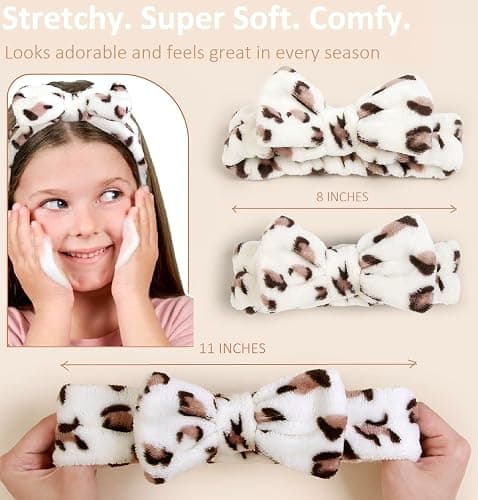 Huachi Spa Headband for Women Washing Face Teen Girls Skincare Headbands Makeup Cheetah Print Leopard Face Wash Head Band Animal Print thumbnail 4