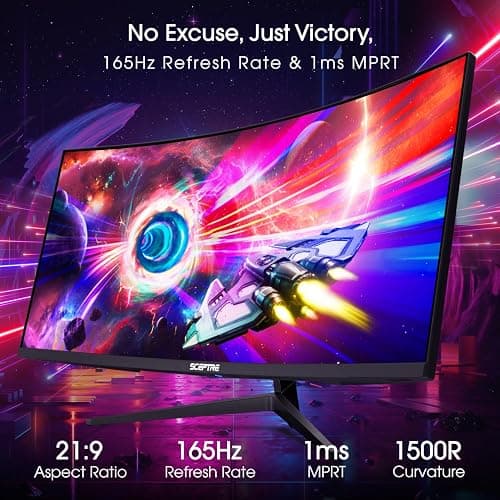 Sceptre 34-Inch Curved Ultrawide WQHD Monitor (3440 × 1440), R1500, up to 180Hz/165Hz, DisplayPort x2, 99% sRGB, 1ms, Built-in Speakers, Machine Black, 2025 (C345B-QUT168) thumbnail 4
