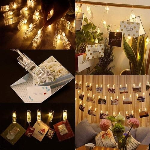 Dopheuor LED Photo Clip Copper String Lights Starry Fairy Warm White Lights Battery Powered for Hang Pictures Cards Bedroom Wall Decorations Christmas Patio Halloween Thanksgiving Wedding Party Décor thumbnail 3